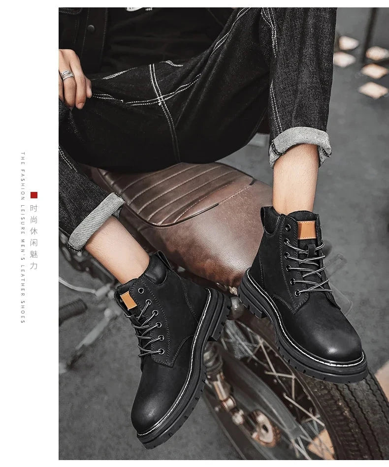 Boots Men High Top Boots High Quality Women Leather Shoes GlowCart