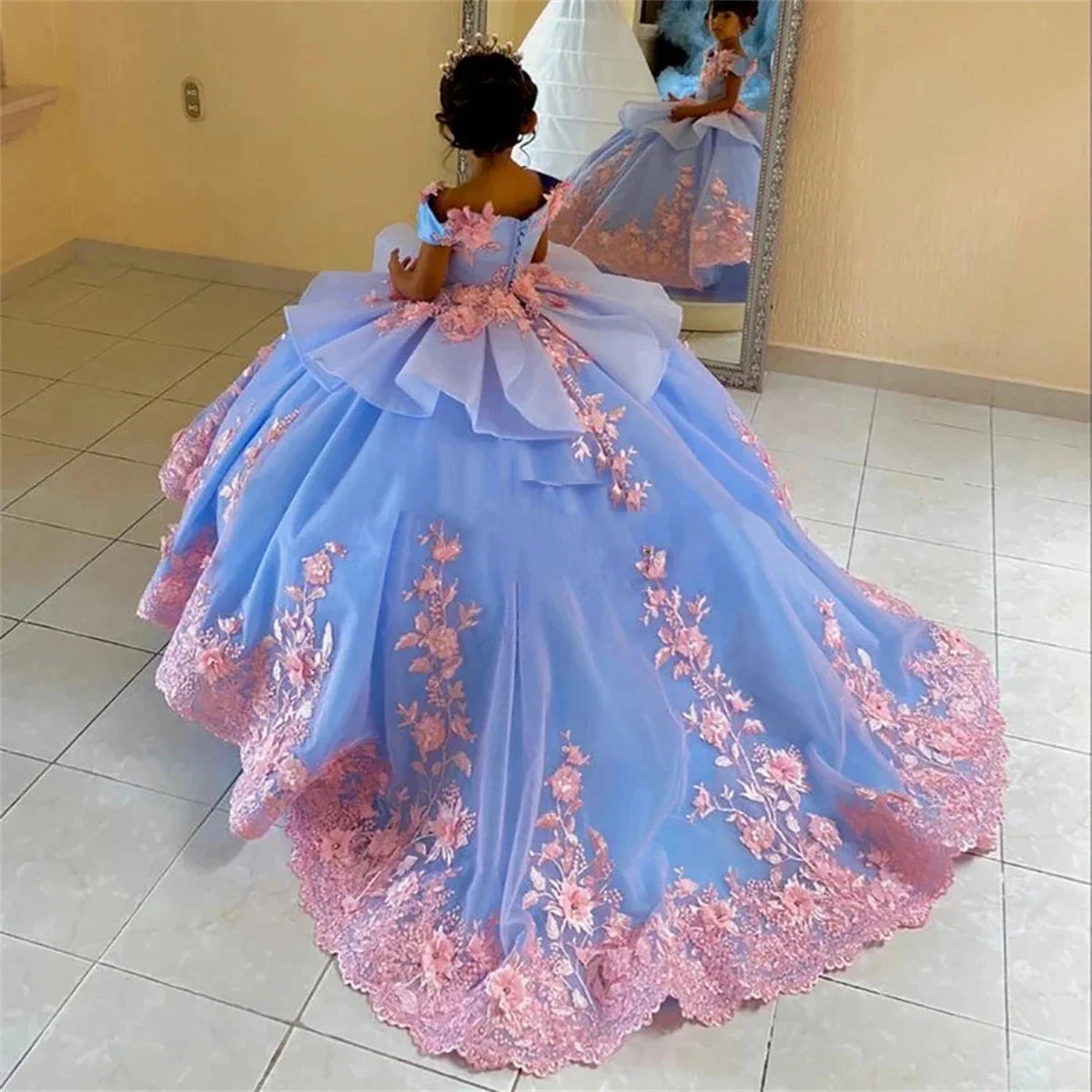 Luxurious Double Color Flower Girl Dress Wedding Dresses GlowCart
