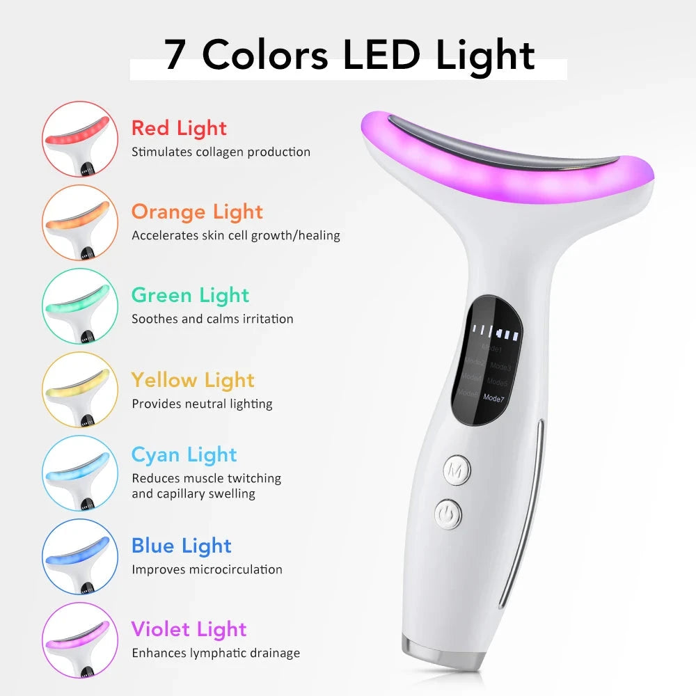 7 Colors LED Face Neck Massager EMS Face Sculpting Tool Skin GlowCart