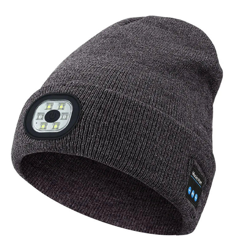 Can be equipped with Wireless Bluetooth music knitted hat new outdoorledlighting rechargeable detachable luminous sleeve cap GlowCart