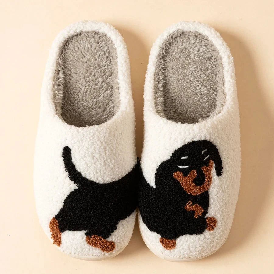 Cartoon Cute and Interesting Dachshund Dog Women Slippers GlowCart