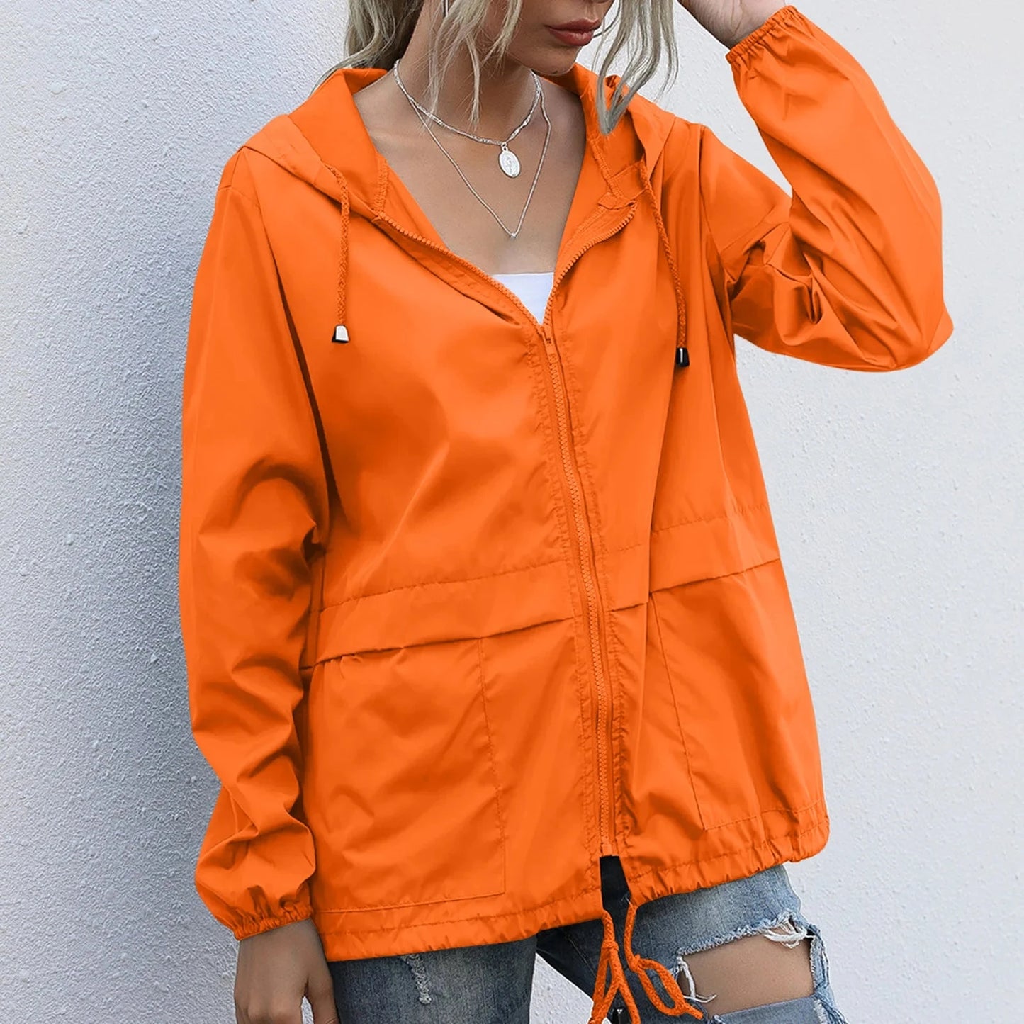 Solid Hooded Windproof Quick Dry Coat Ultra-Light Short GlowCart