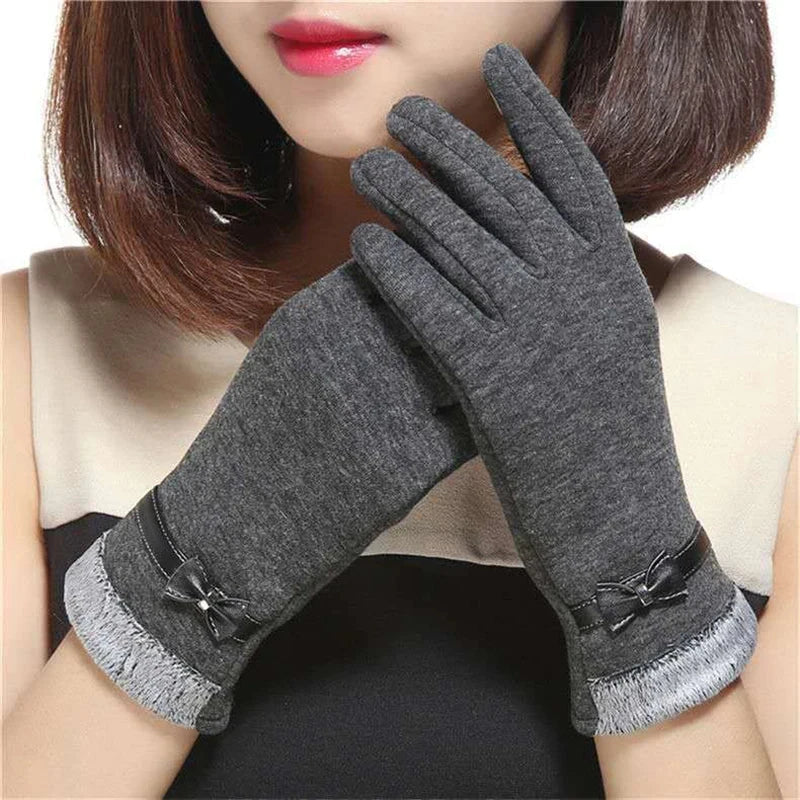 New Fashion Grace Lady Gloves Women Winter Vintage Bow-Knot GlowCart