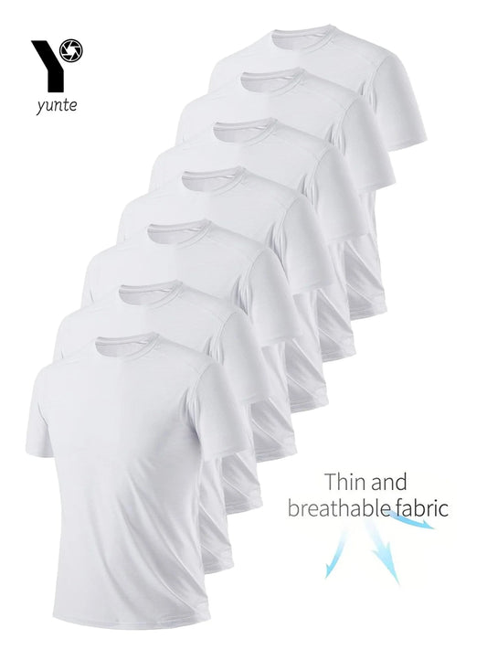 Round Neck T-Shirt 7-Piece White Ultra-Light Men's GlowCart