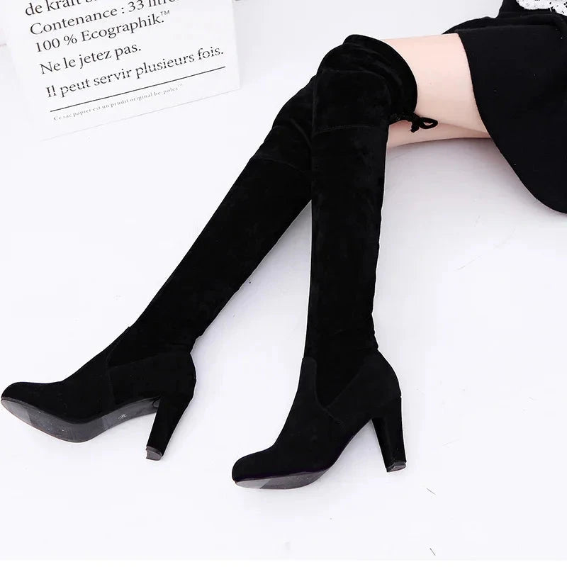 Thick Sole Knitted Long Boots for Women Fashion Elastic GlowCart