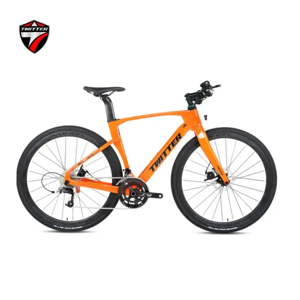 TWITTER GRAVEL-V3 Wheel Peak EDS radio variable 13speed Flat handlebar full carbon fiber gravel road bike hydraulic disc brakes GlowCart