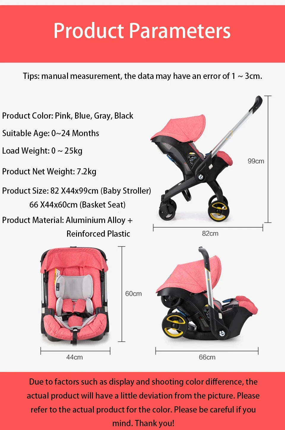 Baby Stroller 3 in 1 High Landscape Newborn Car Seat Stroller Infant Trolley Wagon Portable Baby Pushchair Cradle Travel System GlowCart