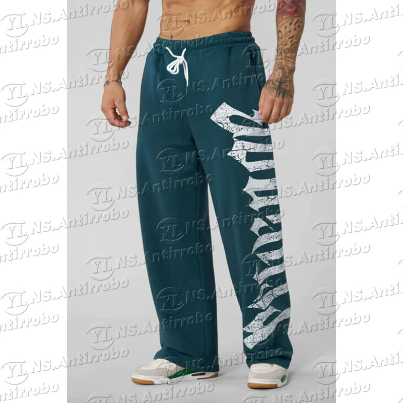 25 Men's Casual Wide Leg Sweatpants Fitness Running Loose Fit Fashionable Brand Leisure Long Trousers Streetwear GlowCart