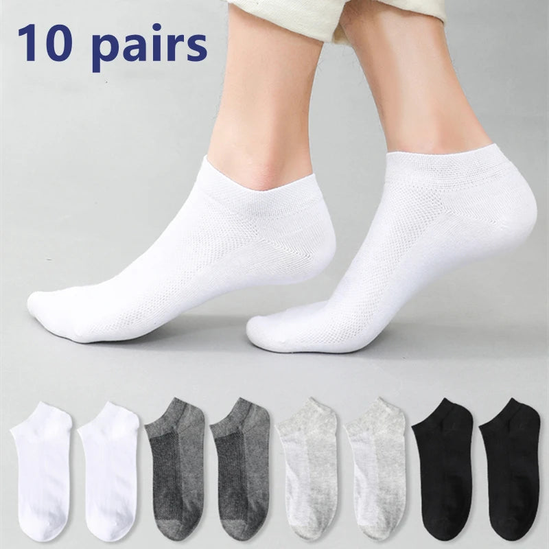 5pairs Men's Fashion Sports Socks, Striped Cotton Sweat Absorption Breathable Comfortable Ankle Socks GlowCart