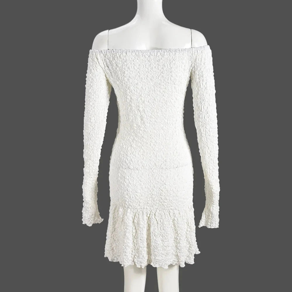 Nibber Temperament Women Dress One Shoulder Ruffles 3d GlowCart