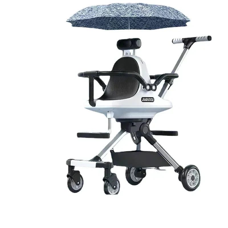 Double Baby Stroller Trolley Car Portable Folding Stroller Two Kids Child Trolley Pushchair Baby Light Stroller with Parasol GlowCart