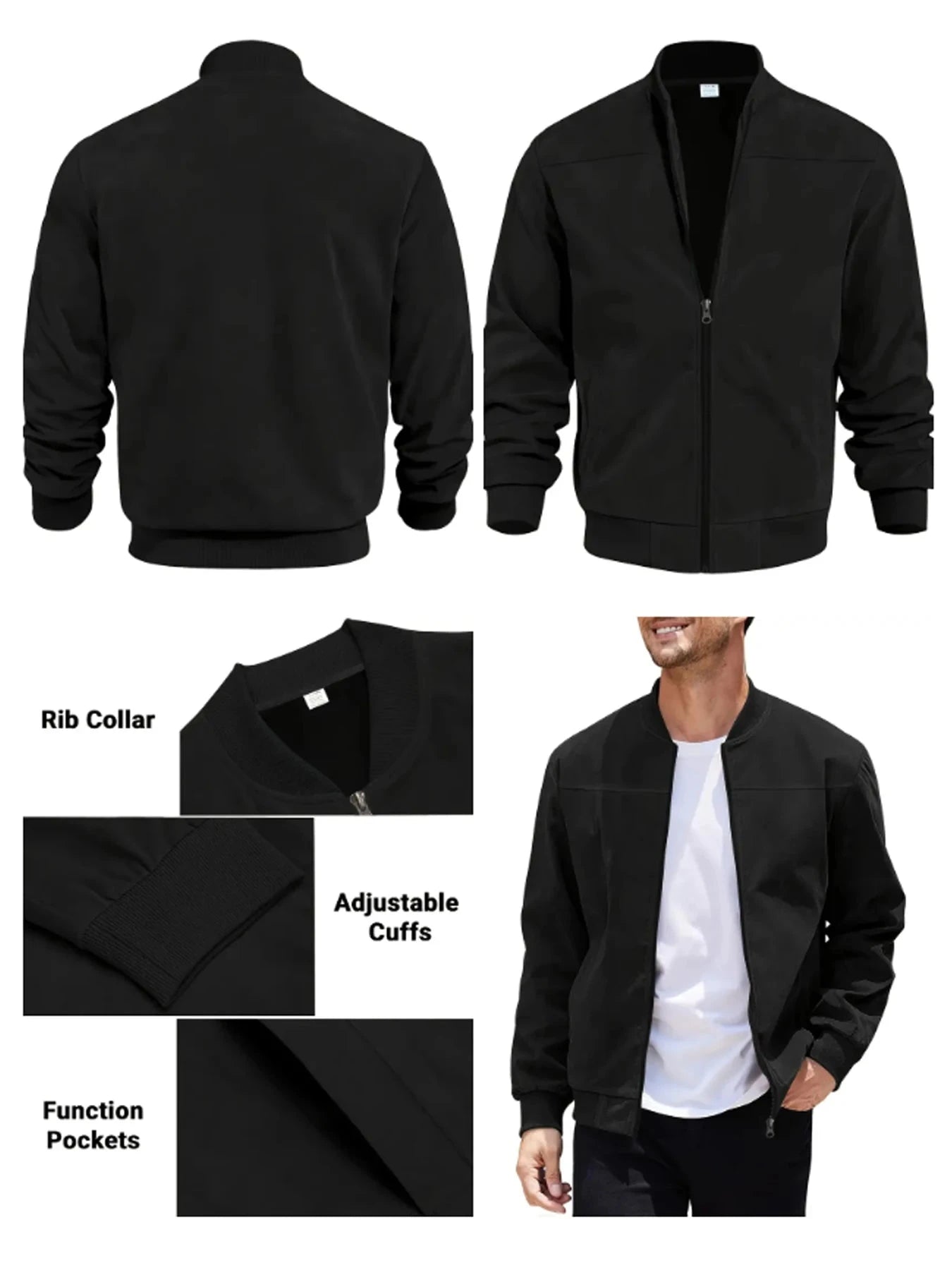 Men's suede nap fabric casual jacket Round neck zipper Solid GlowCart