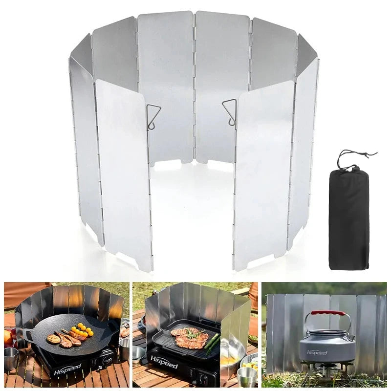 Stainless Steel Foldable Gas Stove Windshield 12/14/16 GlowCart