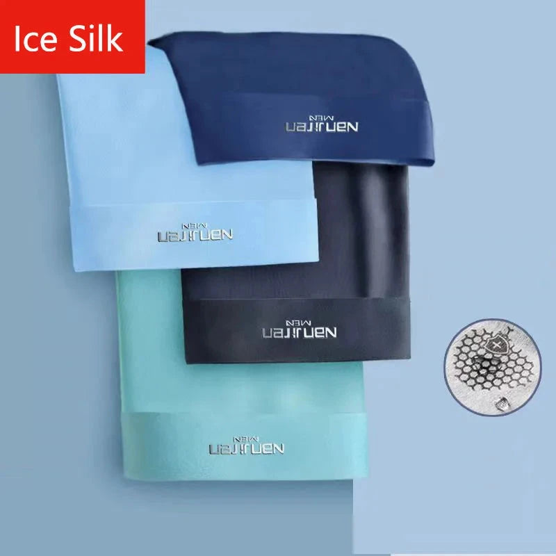4pcs Boxer Shorts Men's Ice Silk Underwear Male Underpants GlowCart