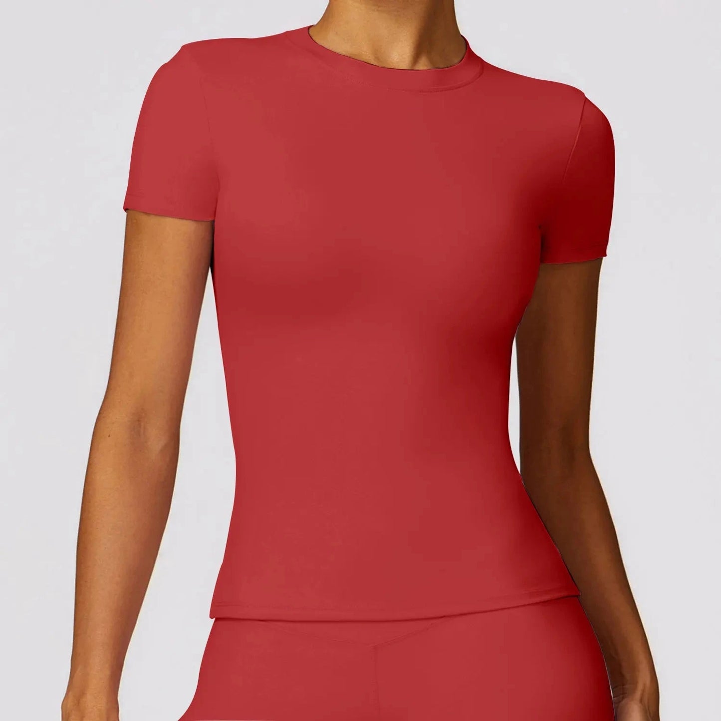 NCLAGEN Women Running Sports T Shirt Summer Short Sleeve Round Neck Breathable Stretchy GYM Yoga Slim Fitness Active Top Tee GlowCart