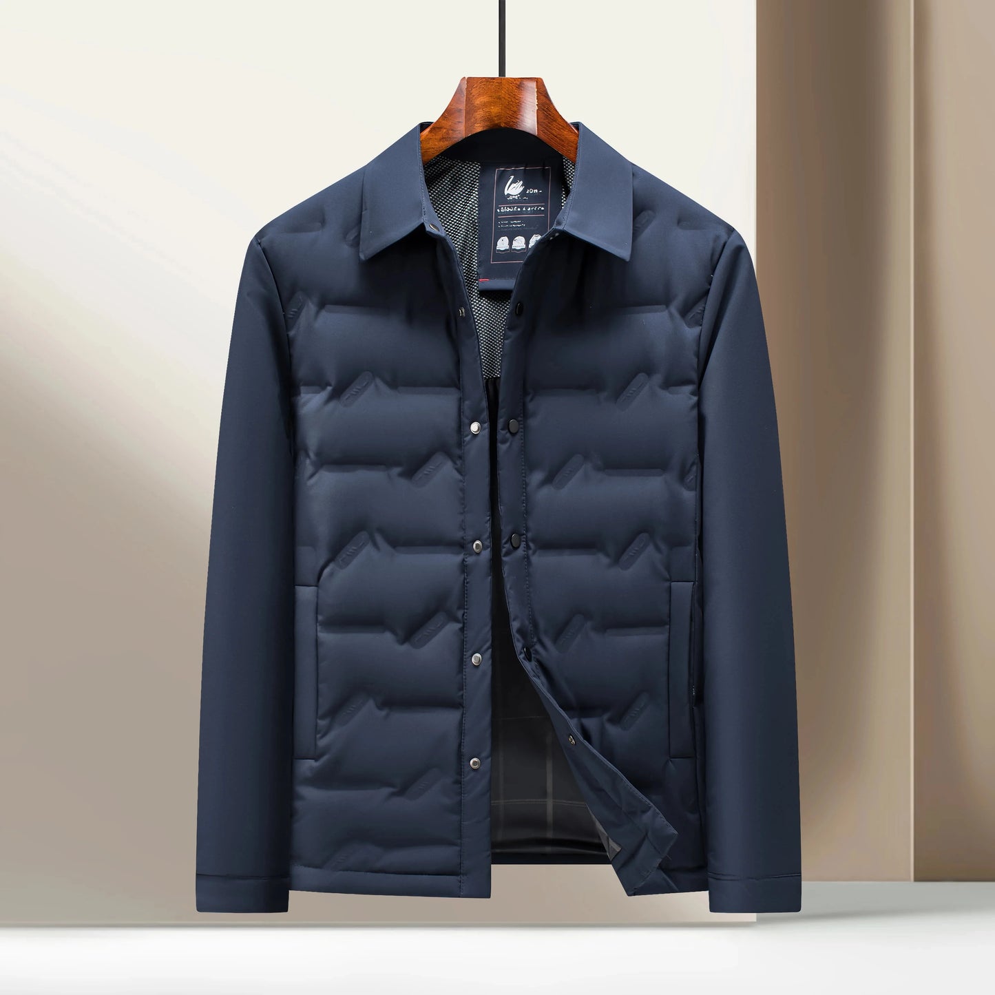 Mens Lightweight Down Jacket Autumn Winter Warm Hooded Stand GlowCart