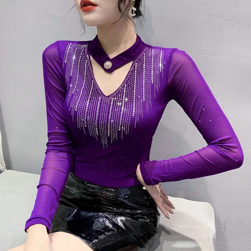 Spring Autumn Women Bottoming Shirt Korean Fashion Hot GlowCart