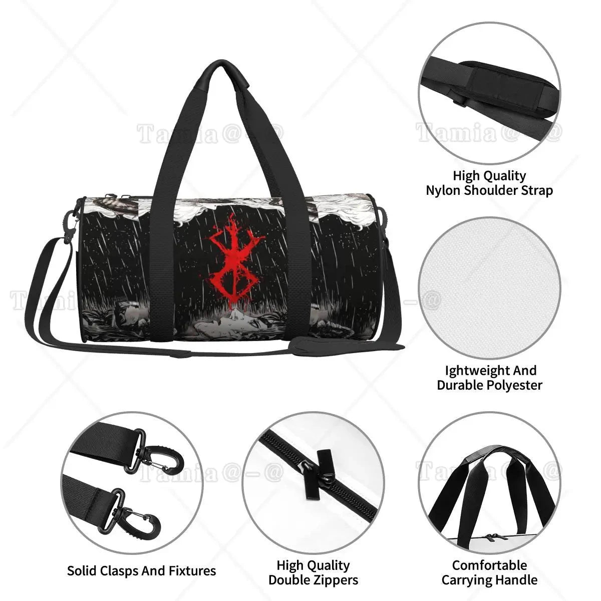 Japan Anime Bereserk Sports Gym Bag with Pocket Waterproof GlowCart