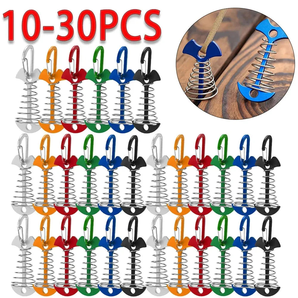 10-30pcs Deck Anchor Pegs Fishbone Tent Stakes with Spring GlowCart