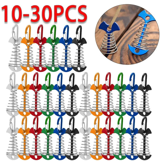 10-30pcs Deck Anchor Pegs Fishbone Tent Stakes with Spring GlowCart