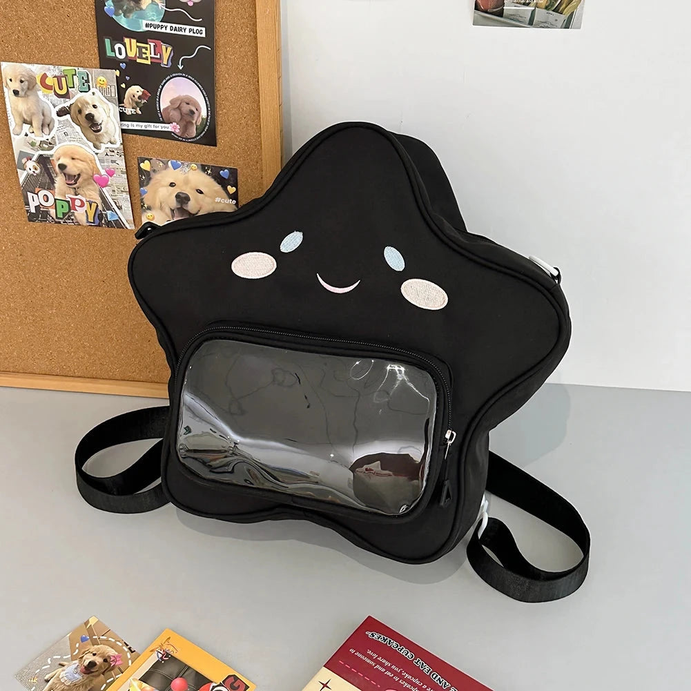 Star Backpack for Women with Clear Pocket Kawaii Daypack GlowCart