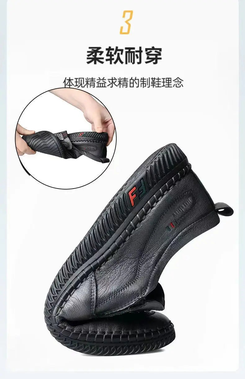Mens PU Leather Loafers Non Slip Walking Flats Breathable