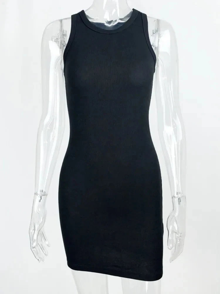 Joskaa Casual Solid Mini Tank Dress Women Summer Trend GlowCart