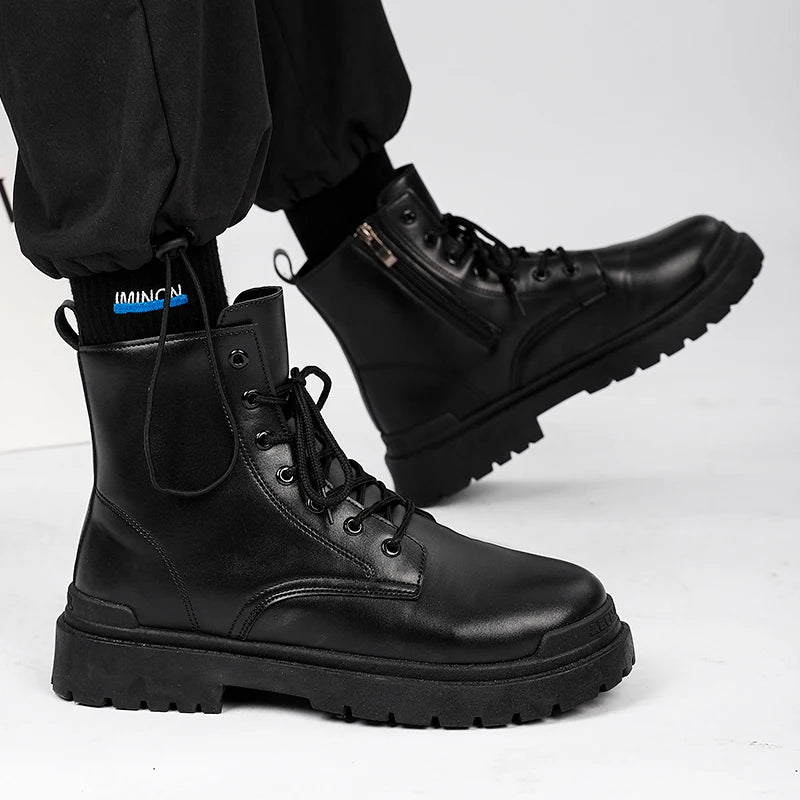 Men's Leather Boots Four Seasons Outdoor Casual Hiking Boots Retro Fashion Work Boots Thick Bottom Ankle Boots Anti-slip 2024 GlowCart