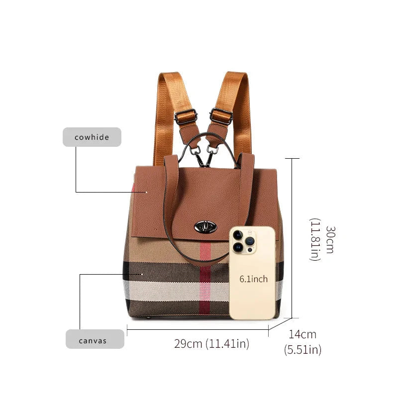 AIDRANI Canvas and cowhide patchwork college style pattern GlowCart