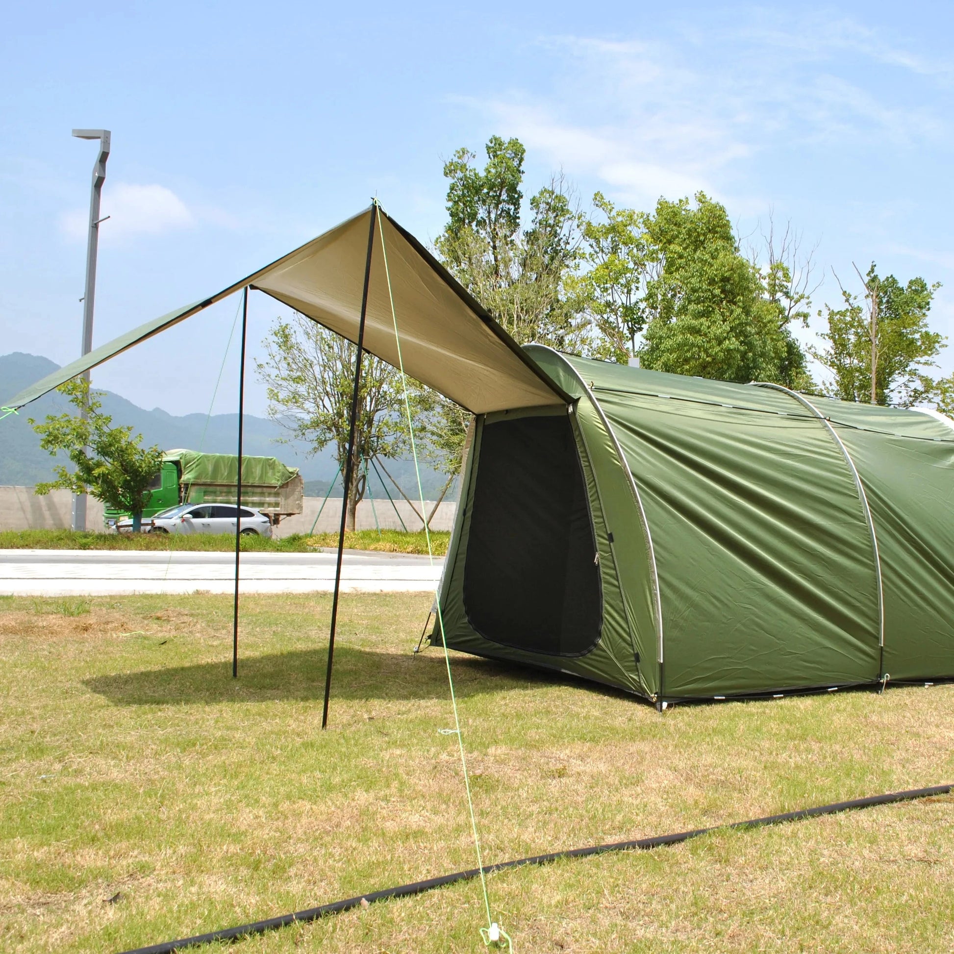 5 Person Motorcycle Tent Waterproof Camping Shelter with GlowCart