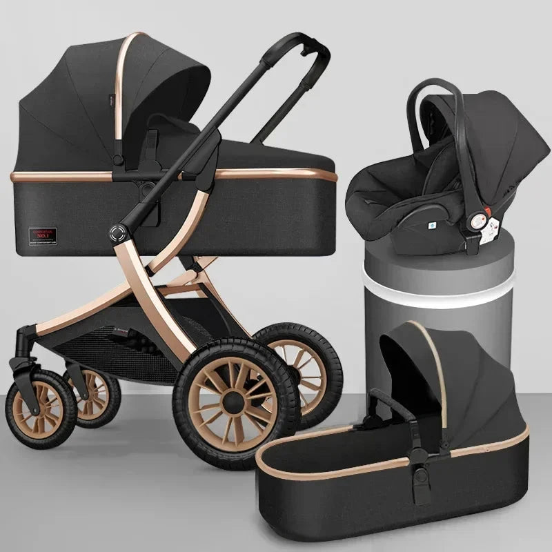 Baby stroller 3 in 1 High Landscape Stroller Reclining Baby Carriage with car seat Foldable Stroller Bassinet Puchair Newborn GlowCart