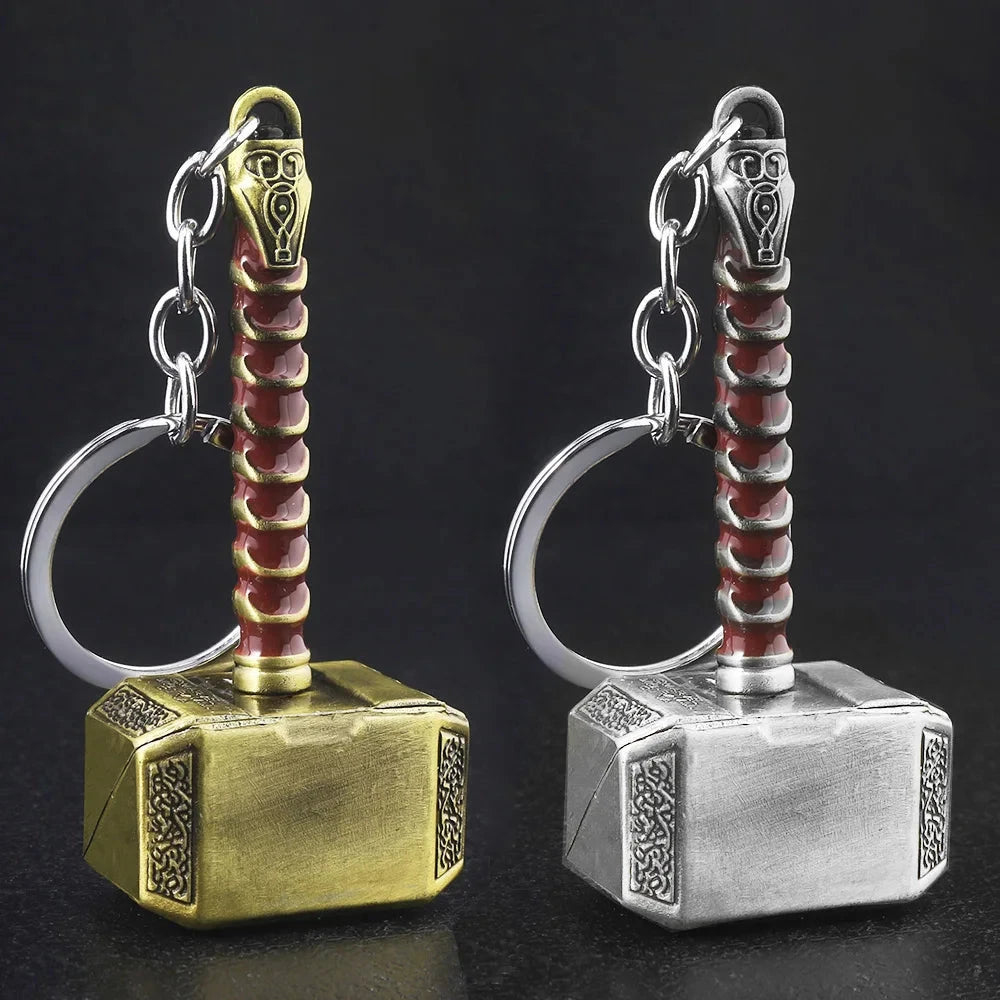 Thor Hammer Metal Keychain Movie Key Ring Cosplay Prop Key GlowCart