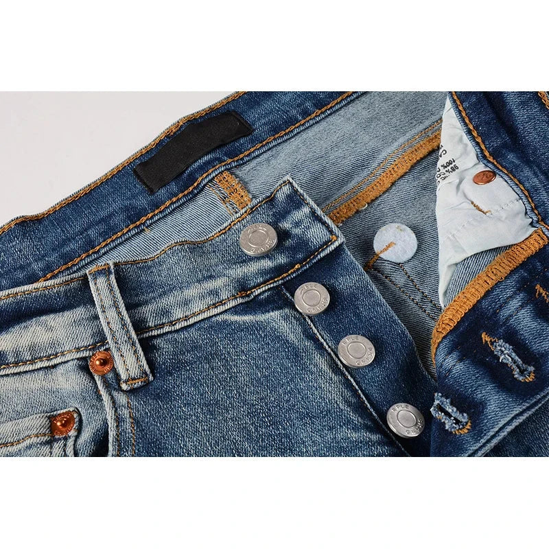 Men's American High Street Distressed Washed Light Blue GlowCart