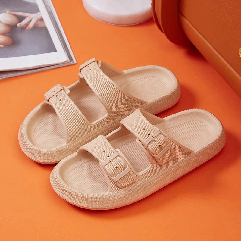Fashion Buckle Thick Platform Slippers Women Home Soft Sole GlowCart