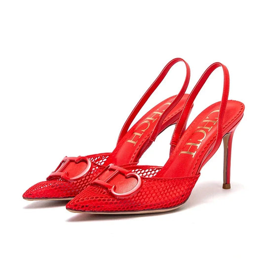 Women's Shoes 2025 Summer Sandals Breathable Mesh Heels Red GlowCart