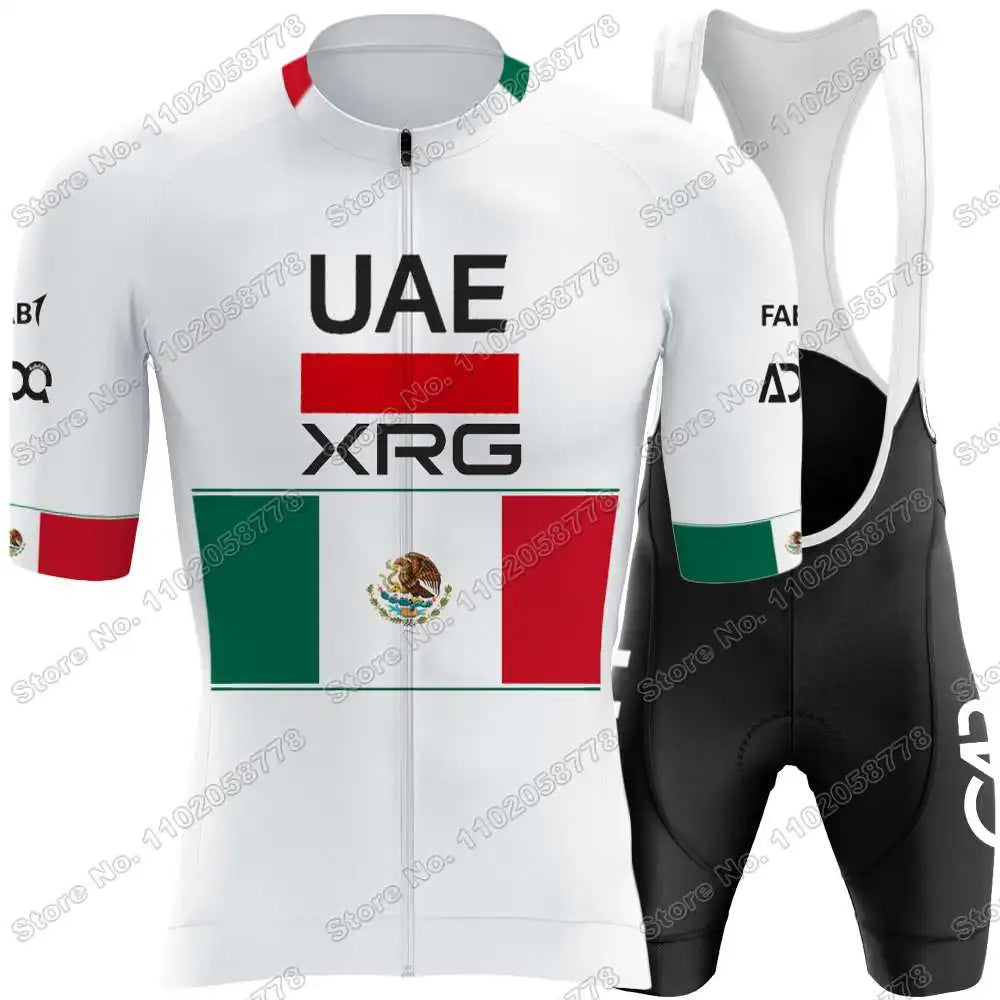 2025 Yellow Pink UAE Team Cycling Jersey Set Slovenia Tadej Pogacar Cycling Clothing Men France TDF Road Bike Suit Bib Shorts GlowCart