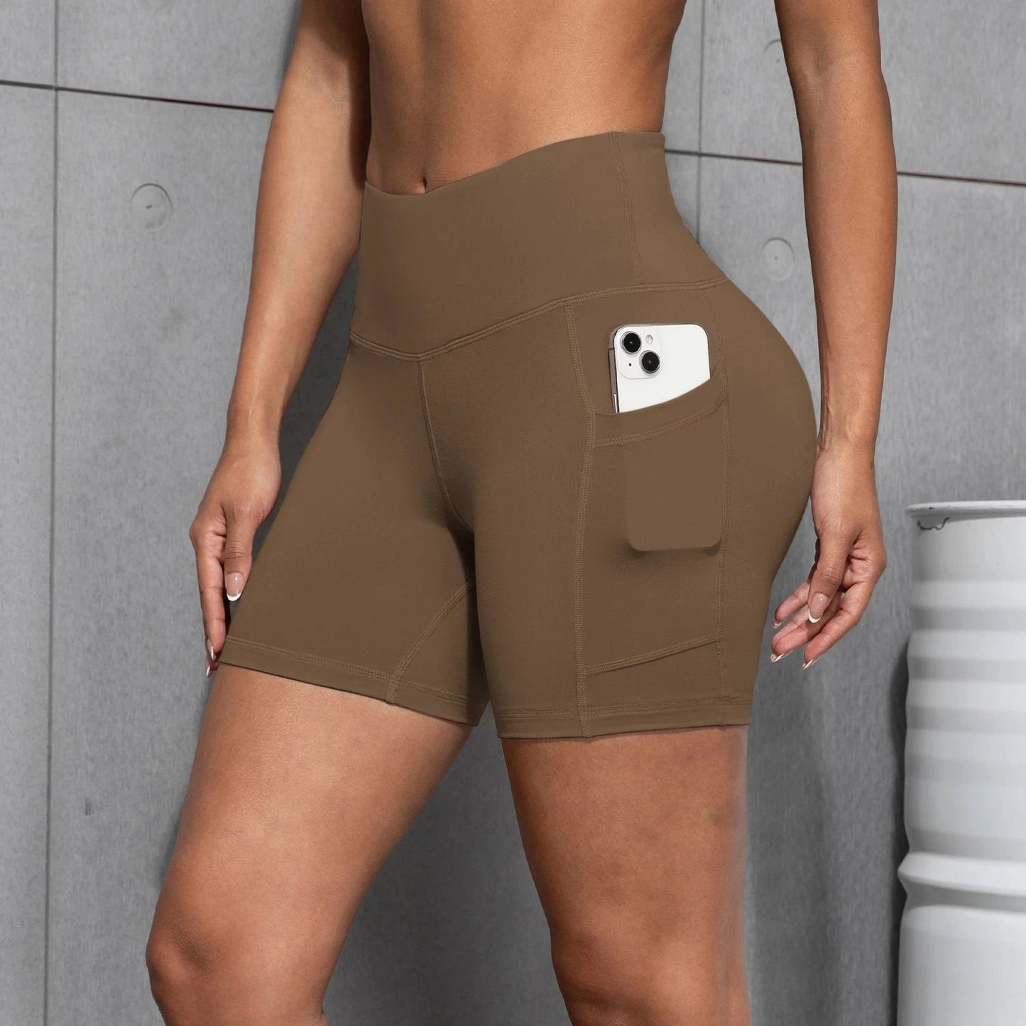 Womens Yoga Pocket Shorts Leggings High Waist  Exercise Fitness Wear Girls Running Elastic Adult Short Pants Sports Outfits ﻿ GlowCart