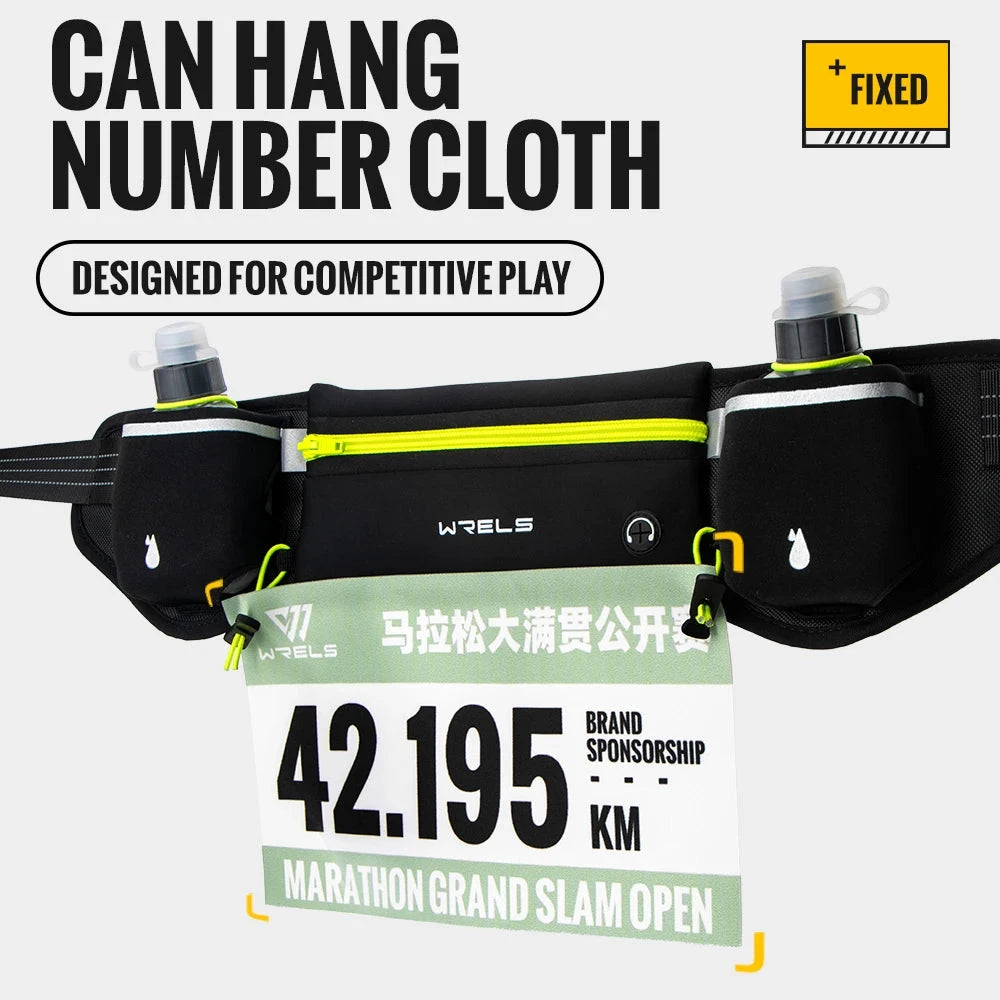Marathon Trail Running Waist Pack Anti-Slip Dual Pocket Running Hydration Belt Lightweight Reflective Hiking Running Fanny Pack GlowCart
