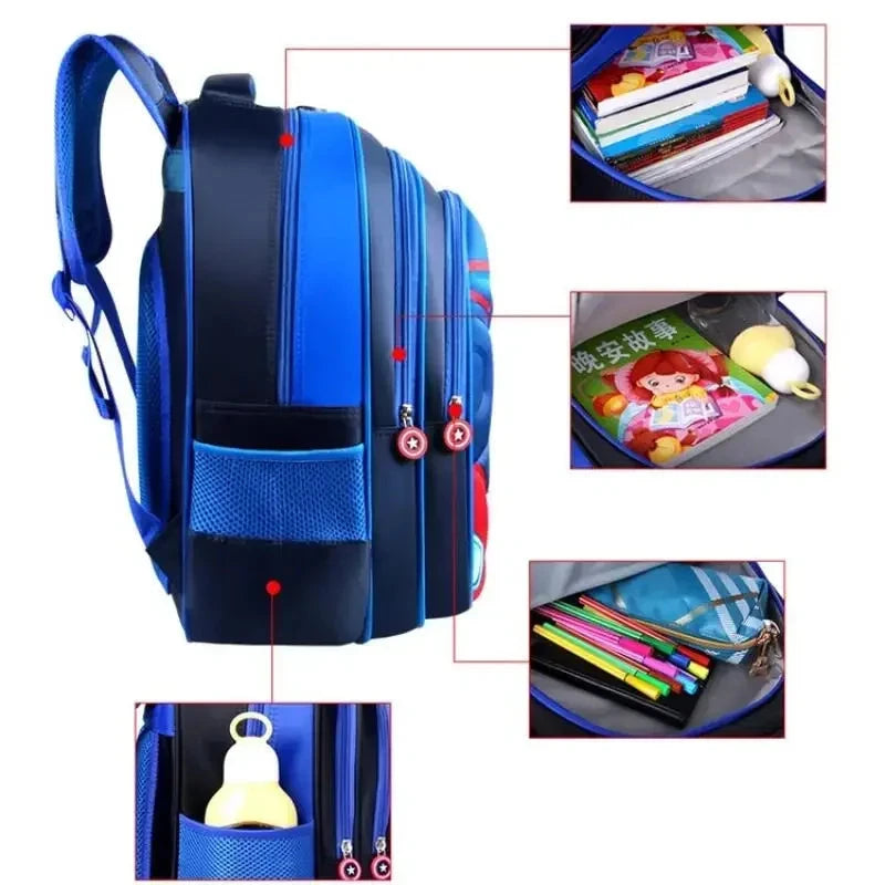 Primary school student cartoon schoolbag boy backpack kindergarten 3D three-dimensional hard shell Captain America backpack GlowCart