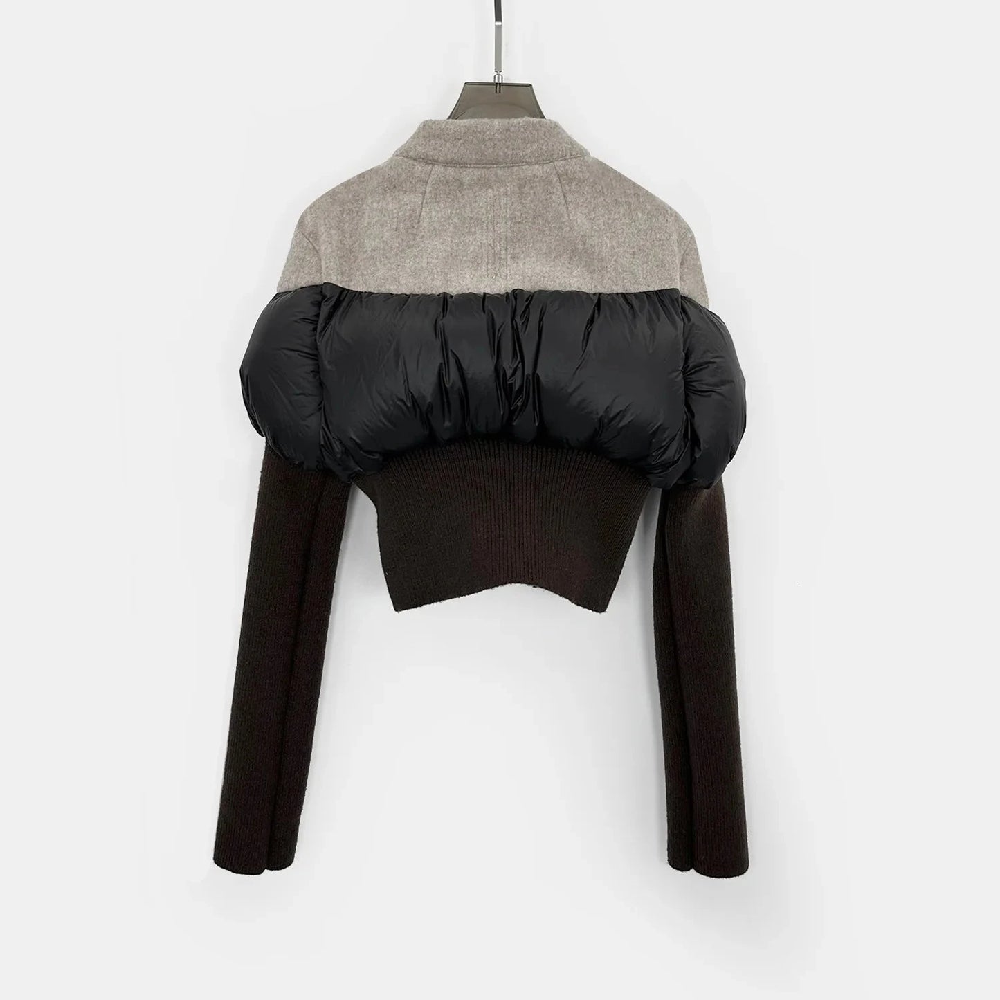 Short Knit Wool-Blend Down Jacket Elegant and Flattering Fit GlowCart