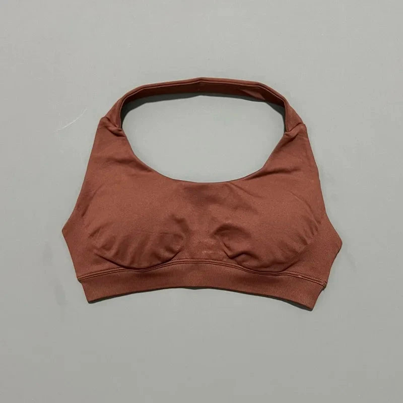 HISTELLO Impact Sports Bra Women Seamless Halter Clothes Push-up Vest Brassiere Gym Top Backless Yoga Workout Running Underwear GlowCart