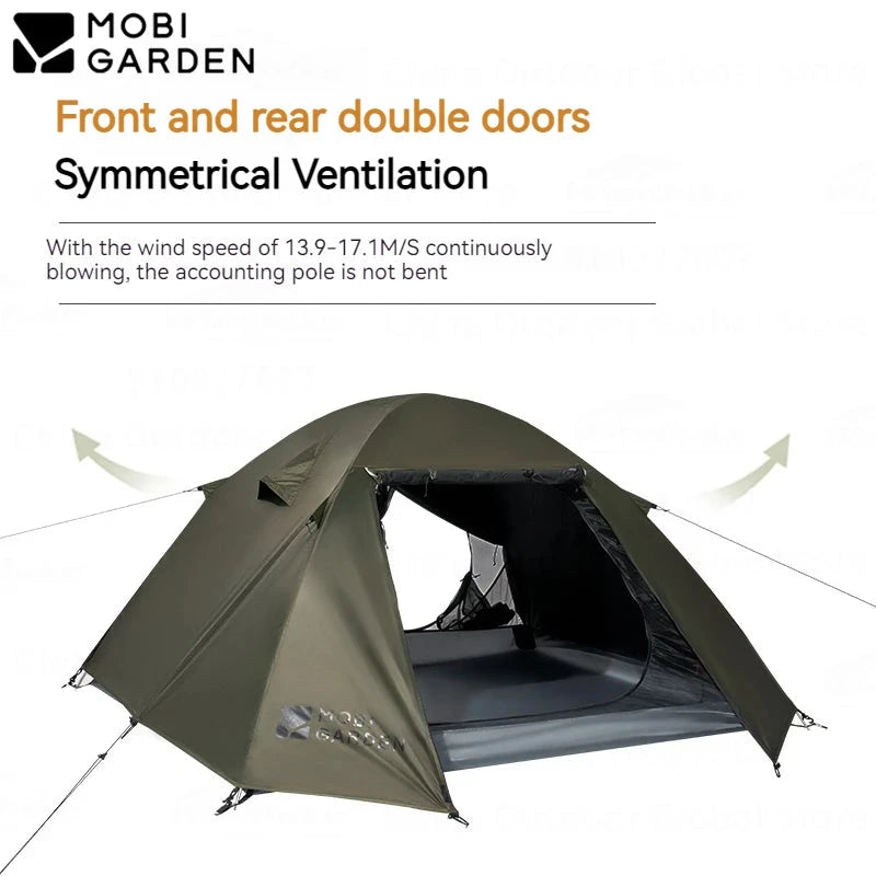MOBI GARDEN Camping Hiking Tent 2-4 Person Portable GlowCart