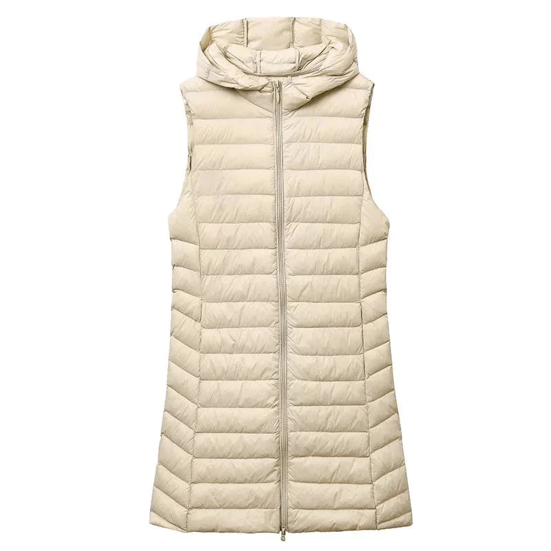 Women's Autumn/Winter X-long Hooded Sleeveless Jackets 2023 GlowCart
