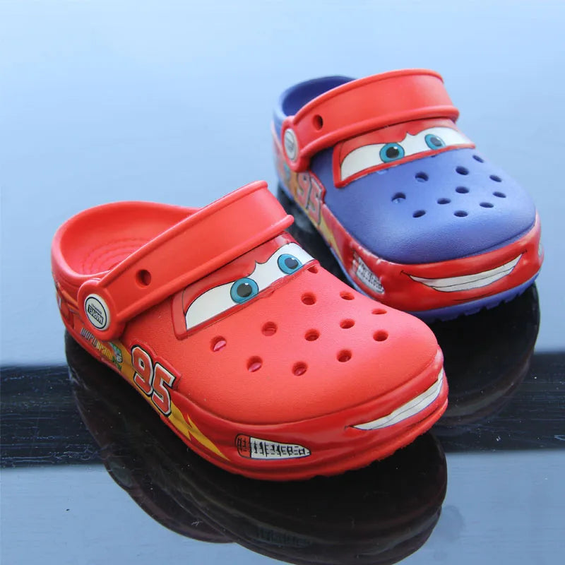 Cartoon Lightning McQueen Kids Ankle-Wrap Slippers Waterproof Breathable Solid Color Outdoor Casual Sandals for Children Gift GlowCart