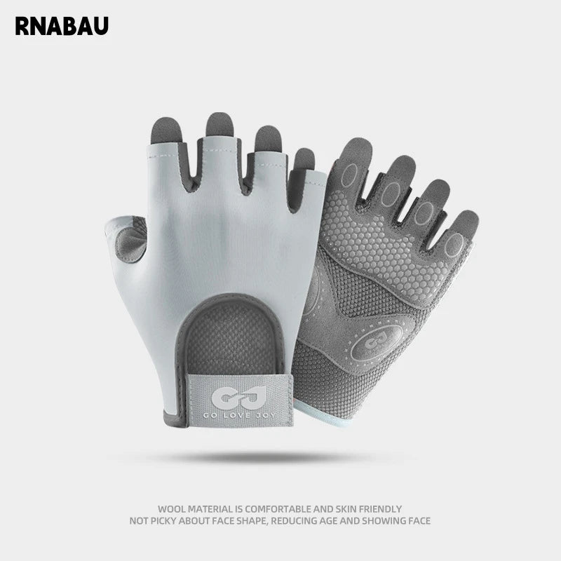 RNABAU Bike Gloves Women Half Finger Summer Breathable Anti-slip Shockproof MTB Road Bicycle Gloves Cycling Fitness Gym Gloves GlowCart