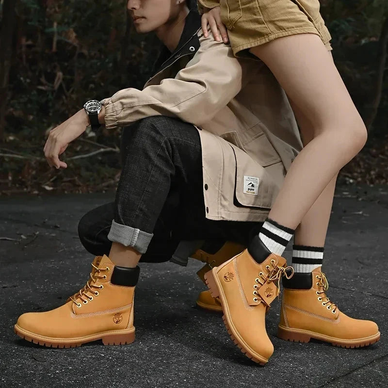 Boots Men High Top Boots High Quality Women Leather Shoes GlowCart