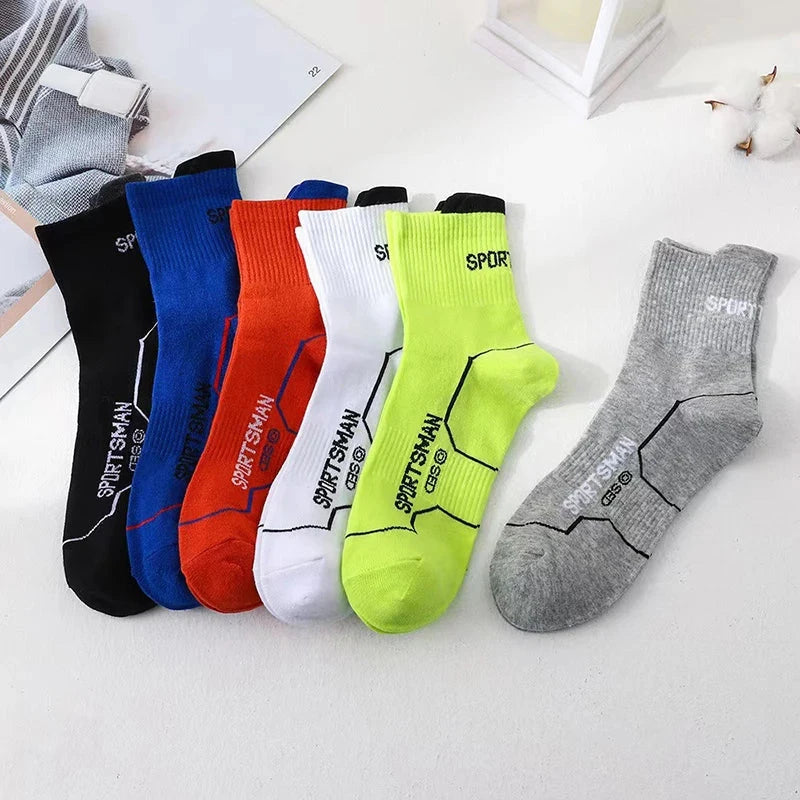 6/12 Pairs Men Mid Length Sports Socks Fashionable Geometric Patterns Breathable Odor Resistant Running Cycling Basketball Socks GlowCart