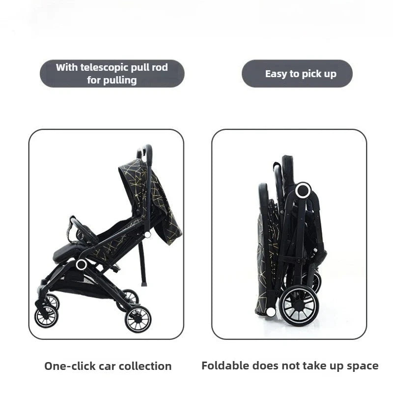 Twin Baby Stroller High View Detachable Stroller Foldable and Lightweight Stroller with Sitting and Lying Function GlowCart