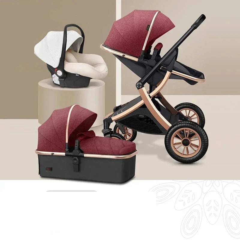 Baby stroller 3 in 1 High Landscape Stroller Reclining Baby Carriage with car seat Foldable Stroller Bassinet Puchair Newborn GlowCart