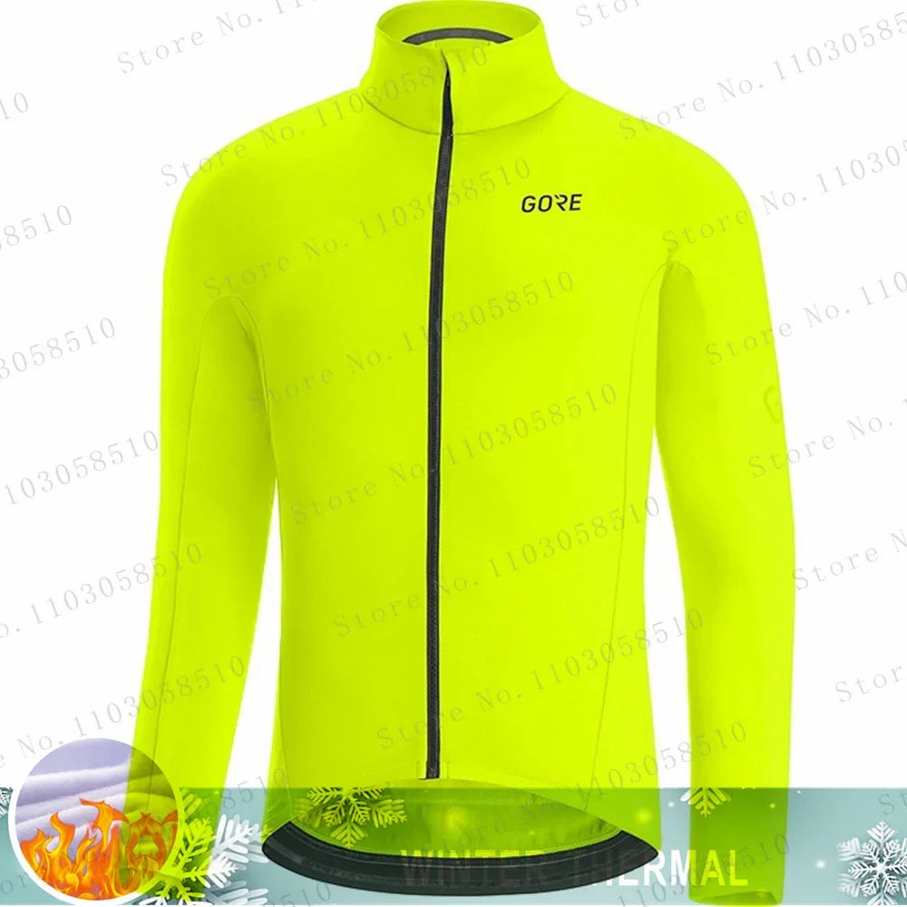 Winter Jersey Men's Thermal Fleece Bicycle Clothing MTB Long Sleeve Warm Tops Road Bike Outdoor Sports Jacket Bike Clothing GlowCart